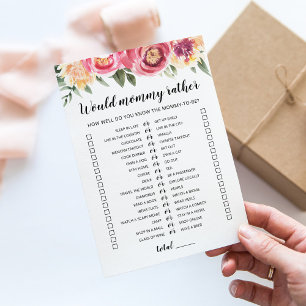 Tarjeta de juego editable para Baby Shower ¿Qué Pr