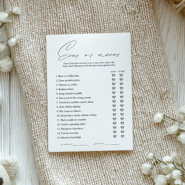 Tarjeta de juego Elegante para ducha siempre o nun (Subido por el creador)