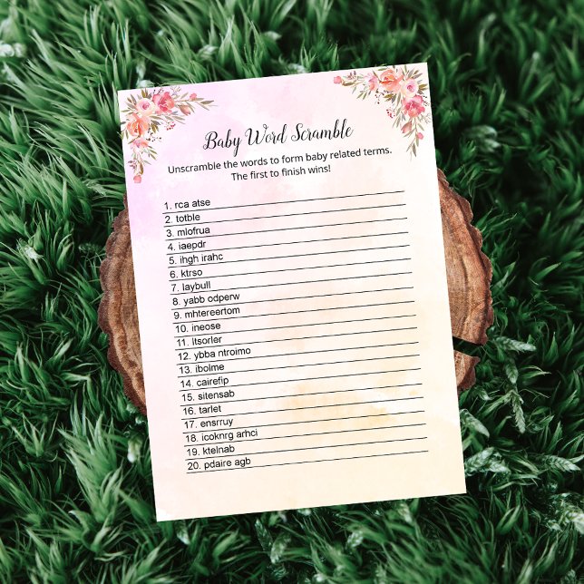 Tarjeta de juego Elephant Baby Shower Baby Word Sc (Subido por el creador)