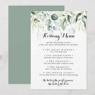 Tarjeta de juego Eucalyptus Greenery Boda Kissing