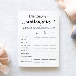 Tarjeta de juego fiesta de Baby Shower Scattergori