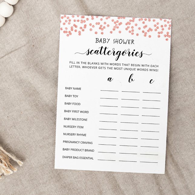 Tarjeta de juego fiesta de Baby Shower Scattergori (Subido por el creador)
