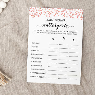 Tarjeta de juego fiesta de Baby Shower Scattergori