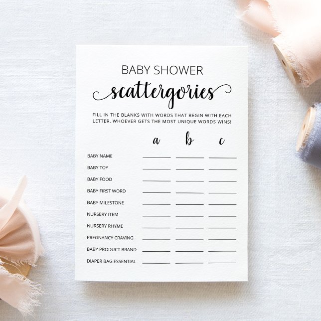 Tarjeta de juego fiesta de Baby Shower Scattergori (Subido por el creador)