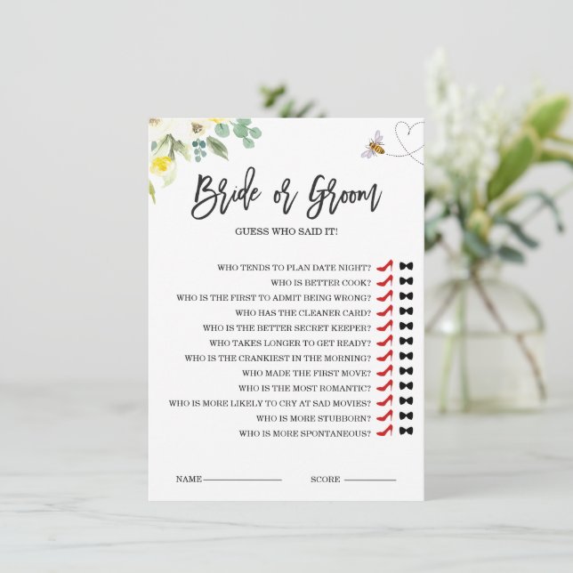 Tarjeta de juego Floral Amarilla Abeja Bride o Gro (Anverso de pie)