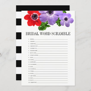 Tarjeta de juego Floral Bridal Shower Word Scrambl