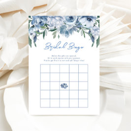 Tarjeta de juego Floral Dusty Blue Bridal Bingo