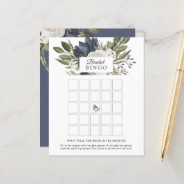 Tarjeta de juego Floral Elegante Navy Blue Bridal