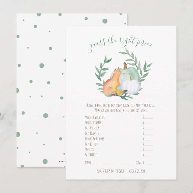 Tarjeta de juego Fox Price - Noviembre Shower (Anverso / Reverso)