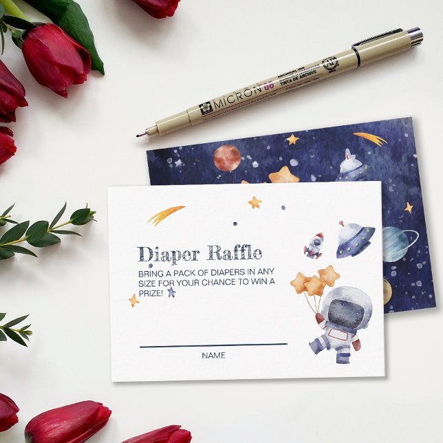 Tarjeta de juego Galaxy Planet Baby Shower Diaper  (Galaxy Planet Baby Shower Diaper Raffle Game Card)