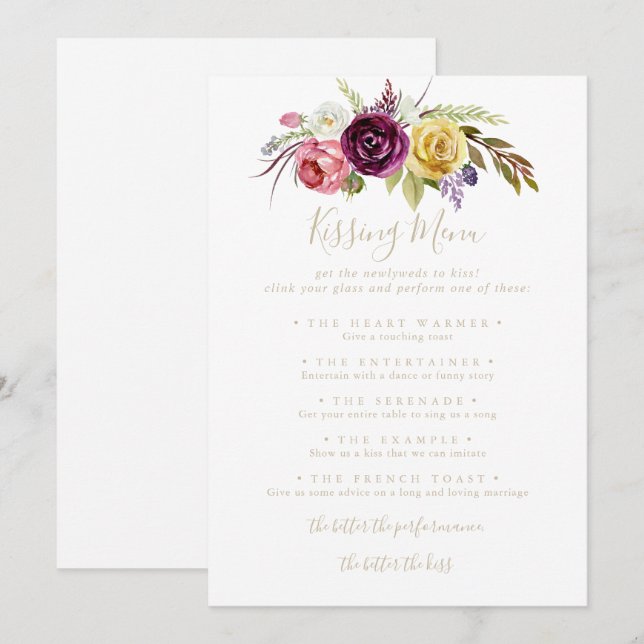 Tarjeta de juego Gold Boho Tropical Boda Kissing M (Anverso / Reverso)
