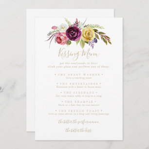 Tarjeta de juego Gold Boho Tropical Boda Kissing M