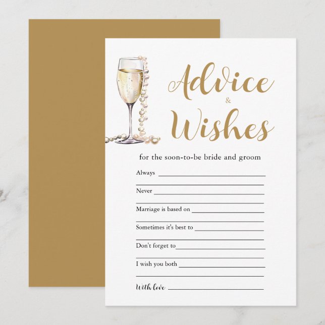 Tarjeta de juego Gold Pearls & Prosecco Advances a (Anverso / Reverso)