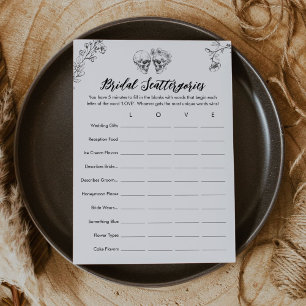 Tarjeta de juego Gótica Scattergories Bridal Showe