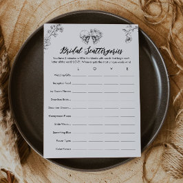 Tarjeta de juego Gótica Scattergories Bridal Showe
