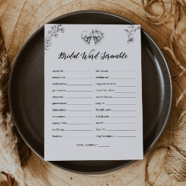 Tarjeta de juego Gótica Word Scramble Bridal Showe