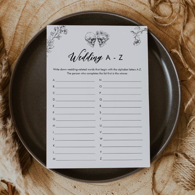 Tarjeta de juego GÓTICO Boda A-Z Bridal Shower (Subido por el creador)