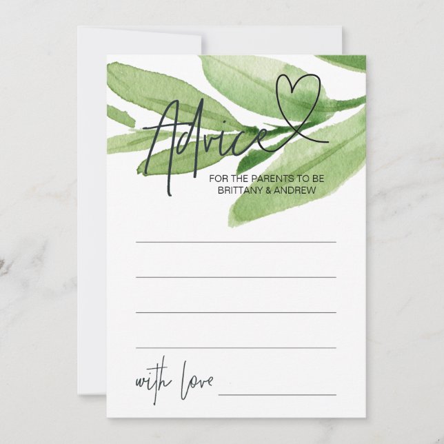 Tarjeta de juego Green Tropical Baby Shower Advanc (Anverso)