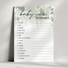 Tarjeta de juego Greenery Baby Shower Baby Word Sc