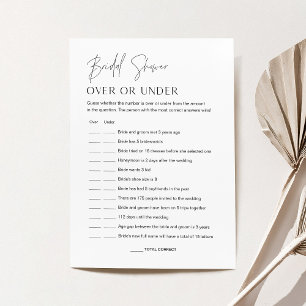 Tarjeta De Juego HARLOW Over O Under Bridal Shower