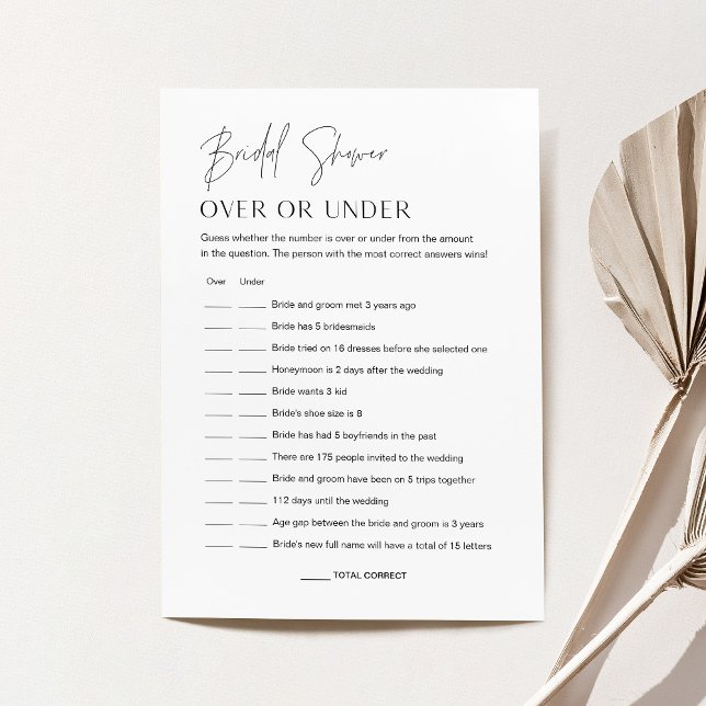 Tarjeta De Juego HARLOW Over O Under Bridal Shower (Subido por el creador)