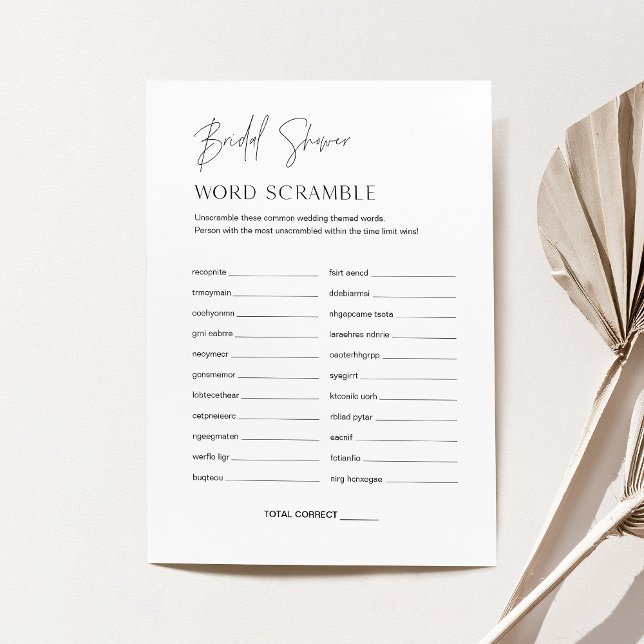 Tarjeta de juego HARLOW Word Scramble Bridal Showe (Subido por el creador)