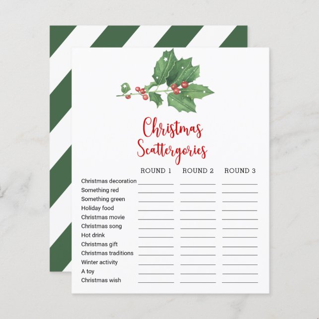 Tarjeta de juego Holly Wreath Navidades Scattergor (Anverso / Reverso)