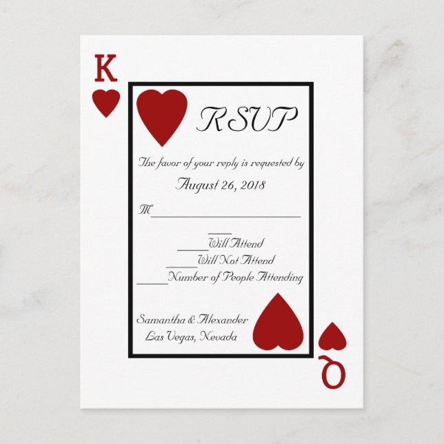 Tarjeta de juego King/Queen RSVP Reply Postcard (Anverso)