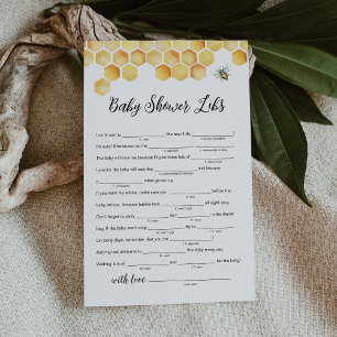 Tarjeta de juego LIBS de Baby Shower Honey Bee de 