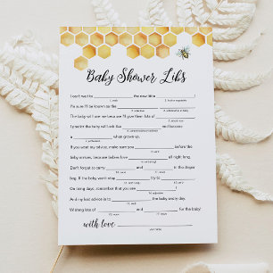 Tarjeta de juego LIBS de Baby Shower Honey Bee de 