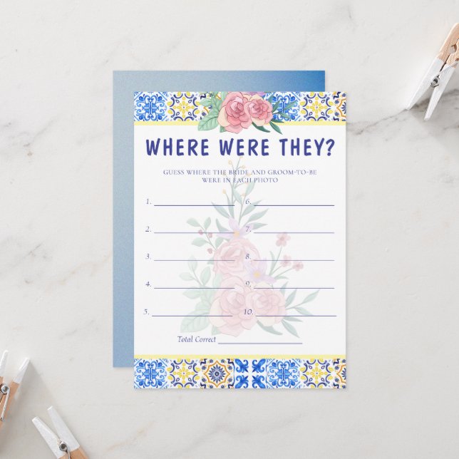 Tarjeta de juego Mamma Mia de mosaicos azules ital (Anverso/Reverso In Situ)