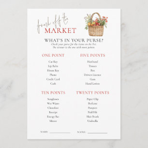 Tarjeta de juego "Market Whats in Purse Bridal Sho