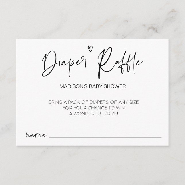 Tarjeta de juego moderna Baby Shower Diaper Raffle (Anverso)