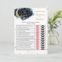 Tarjeta de juego Moon Baby Shower Mamá o Papi