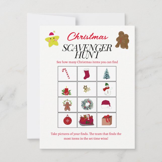Tarjeta de juego Motif Scavenger Hunt para navidad (Anverso)