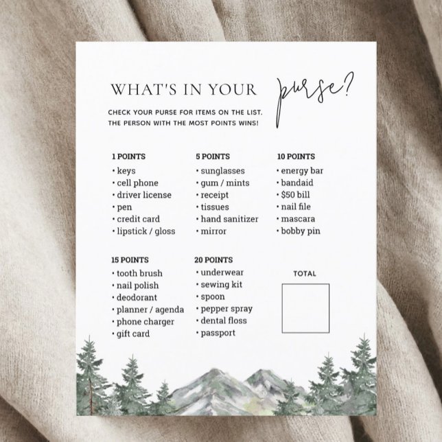 Tarjeta de juego Mountain Woodland Baby Shower Pur (Subido por el creador)