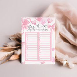 Tarjeta de juego Name Race Baby Shower Valentine