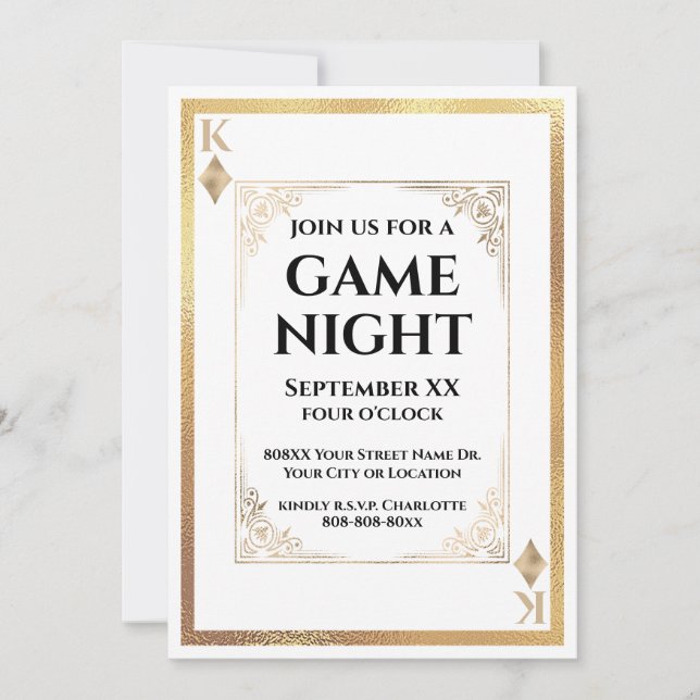 Tarjeta de juego nocturna Gold King of Diamonds (Anverso)