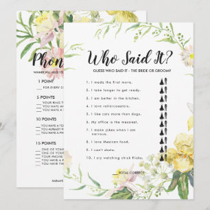 Tarjeta de juego nupcial de la ducha del jardín