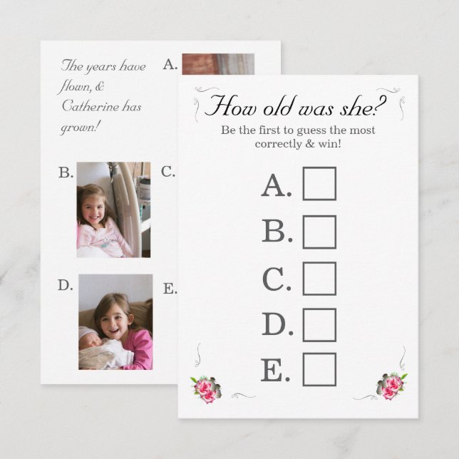 Tarjeta de juego Nuptial Rosa Bridal Shower (Anverso / Reverso)