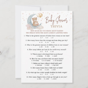 Tarjeta de juego On the Moon Baby Shower Baby Triv