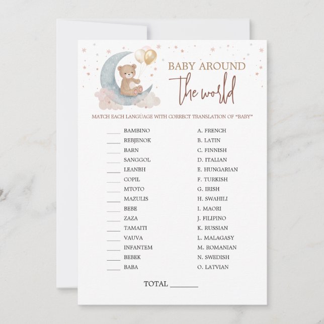 Tarjeta de juego "Over the Moon Baby" (Anverso)