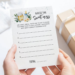 Tarjeta de juego para adivinar el dulce desorden, 
