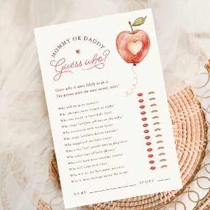 Tarjeta de juego para baby shower de manzana para 