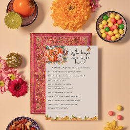 Tarjeta de juego para Baby Shower de Otoño de Cala