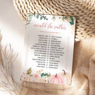 Tarjeta de juego para baby shower de otoño '¿Qué P