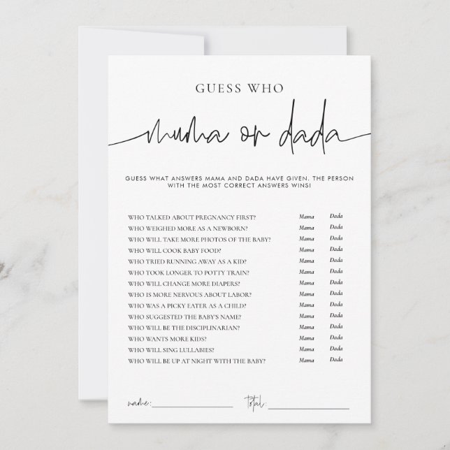 Tarjeta de juego para baby shower EMERY Whimsi Mam (Anverso)