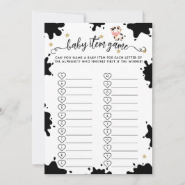Tarjeta de juego para bebé Baby Shower Cow