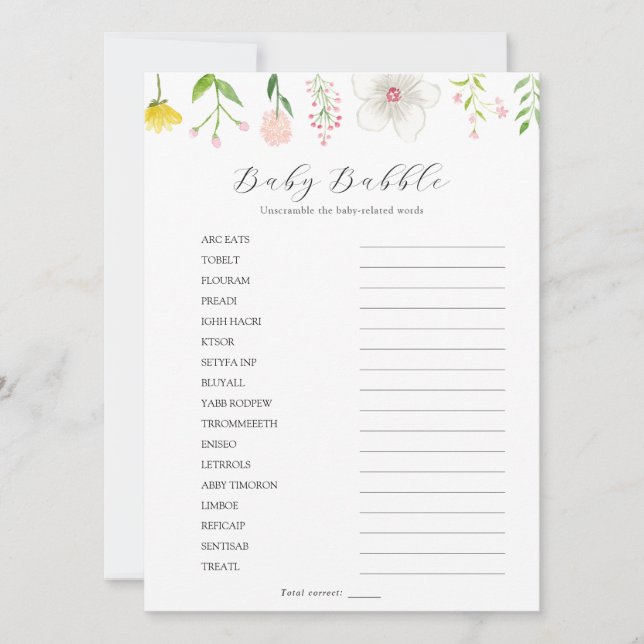 Tarjeta de juego para bebé de flores silvestres (Anverso)