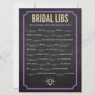 Tarjeta de juego para despedida de soltera Bridal 
